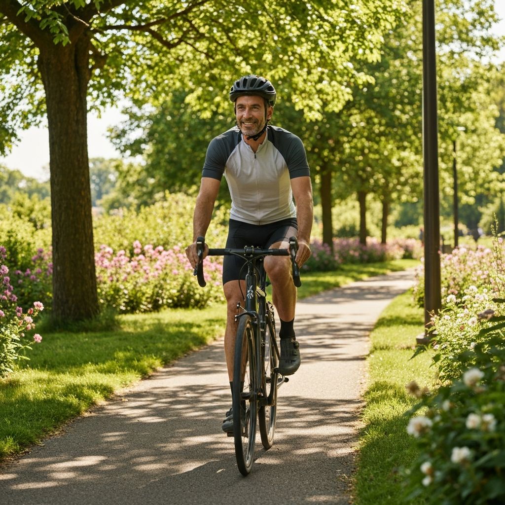 Person cycling outdoors